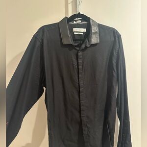 Calvin Klein Leather Detail Dress Shirt